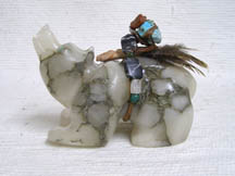 Native American Apache Carved Alabaster Bear Sculpture